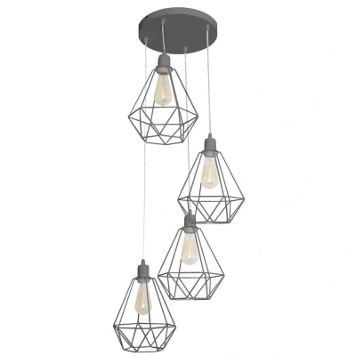 Image of Karo Cluster Pendant Ceiling Light Grey 35cm