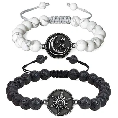Image of COAI My Sun and Stars Moon of Life Lava Howlite Stone Yin Yang Couples Bracelets