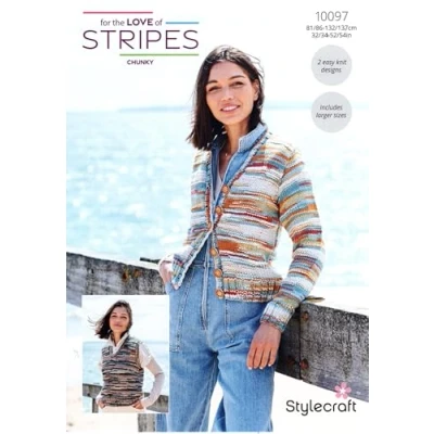 Image of Stylecraft Chunky Knitting Pattern 10097 Ladies Cardigan &amp; Tank Top (2 Easy Knit Designs)