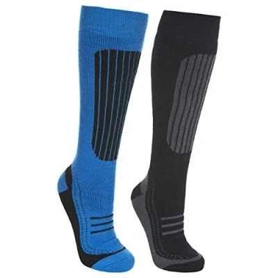 Image of Trespass Langdon II Male SKI Sock (2 Pair Pack) 0, Men, Black (Black/Bright Blue)