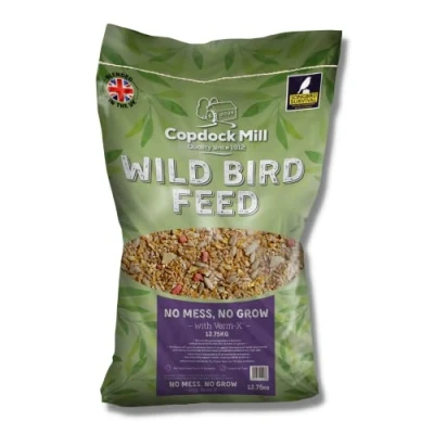 Image of Copdock Mill No Grow, Mess Wild Bird Seed with Verm X 12.75kg Grow Added Natural Supplements for Healthy Birds Includes Peanuts, Sunflowers, Wheat, Maize and