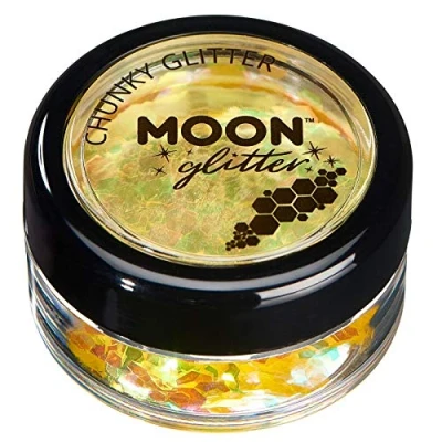 Image of Iridescent Chunky Glitter by Moon Yellow Cosmetic Festival Makeup for Face, Body, Nails, Hair, Lips 3g