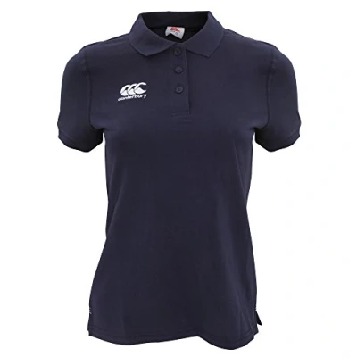 Image of Canterbury Women&#039;s Waimak Cotton Polo Shirt Rugby Casual Top For Long Lasting Comfort, Navy, 14