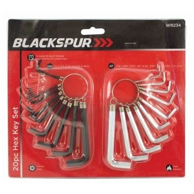 Image of 20pc Multicolour Carbon Steel Hex Key Set By Blackspur