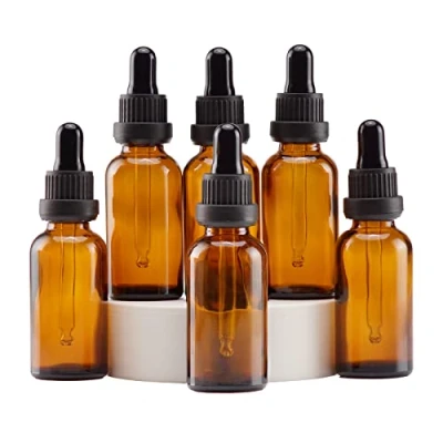 Image of YIZHAO Amber Glass Dropper Bottles 30ml, with Pipette Dropper, for Essential oil, Aromatherapy, Laboratory, Massage, Makeup, Mixing, Travel 6Pcs