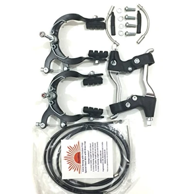 Image of eRadius Complete Mountain Bicycle Caliper Brake Set Cables Alloy Lever BMX MTB Bikes Old School