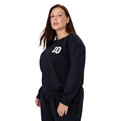Image of Trendyol Plus Size Sweatshirt Navy blue Regular