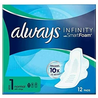 Image of Always Infinity FlexProtect Pads Long (Size 2) Wings, Unscented, 6X 11 Sanitary Towels, Up to Zero Feel, Leaks, Thin and Flexible Protection, Always&#039; Softest Toplayer