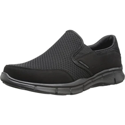 Image of Skechers Men&#039;s Equaliser Persistent Low Top Sneakers, Black Mesh/ Duraleather/ Trim, 8 UK