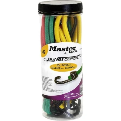 Image of MASTER LOCK 12 pack Bungee cords [4x60cm, 4x80cm, 4x100cm] 3107EURDAT For camping, Loads on bicycles, House moving