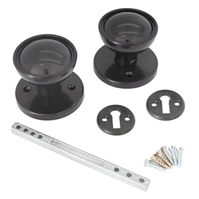 Image of Black Round Mortice 50mm Door Knob Set