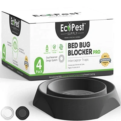 Image of EcoPest Bed Bug Interceptors 4 Pack Blocker (Pro) Interceptor Traps (Black)
