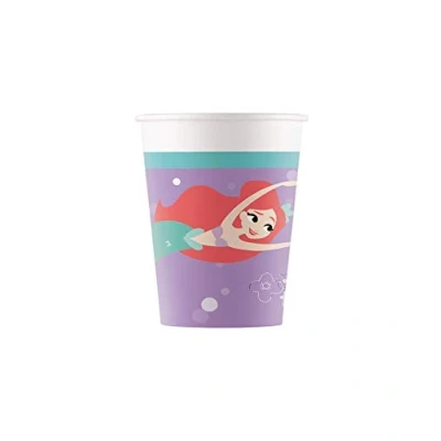 Image of Disney Princess Ariel Under The Sea Paper Cups Birthday Party Tableware, Pack of 8, 200ml