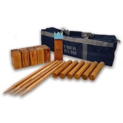 Image of Uber Games Wooden Kubb Set Traditional Outdoor Throwing Game Complete with Canvas Bag