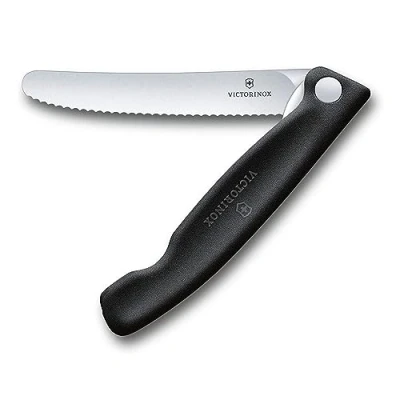 Image of Victorinox Swiss Classic, Tomato and Table Knife, Extra Sharp Blade, Wavy Edge, 11 cm, Stainless Steel, Black