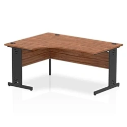 Image of Impulse 1600 LH Crescent Desk Walnut Top Black Cable Managed Leg