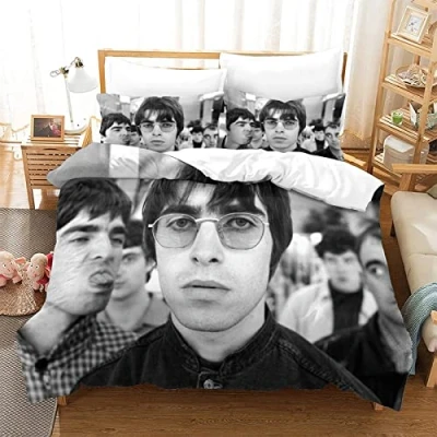 Image of Kuokuo Oasis Band Duvet Cover 3D Design Soft Comfortable Quilt Breathable Comforter Girls Boys With Zipper Closure Bedding Set 3Pcs King（220x240cm）