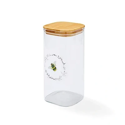 Image of Cooksmart British Designed Large Glass Storage Jars For Kitchen With Modern Designs Spaghetti Jar or Pasta Containers Bumble Bees