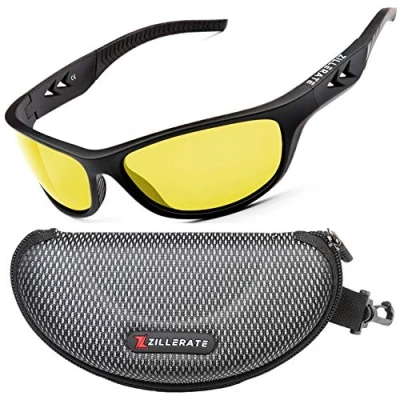 Image of ZILLERATE Night Driving Glasses Anti Glare HD Vision for Driving, TAC Polarized Yellow Tinted Lens Sunglasses, Reducing Polarised Nighttime Men &amp; Women