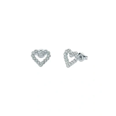 Image of Ted Baker Amorina Crystal Halo Heart Stud Earrings For Women (Silver/Crystal)