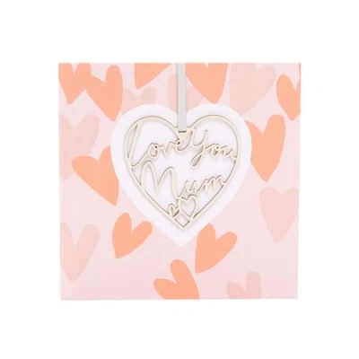 Image of UK Greetings Mother&#039;s Day Card for Mum Keepsake Heart Attachment Design