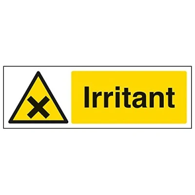Image of Vsafety 6A059AX S&#039;Irritant&#039; Sign, Landscape, 300 mm x 100 (Pack of 3)