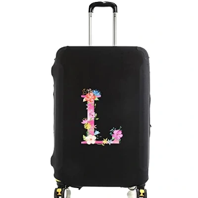 Image of Pink Initial Letter Printed Design Travel Trolley Case Cover Protector Washable Suitcase Luggage Storage Covers for 18 28 inch (pink L, S (18 21 Luggage))