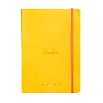 Image of RHODIA 117756C Soft Notebook Bullet Journal Goalbook Daffodil A5 Dotted Dot 240 pages 90g Ivory Clairefontaine Paper 2 Ribbons, Elastic Closure Faux Leather Cover