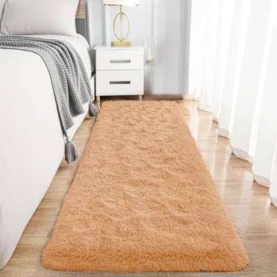 Image of Hafaa Fluffy Rugs for Bedroom Living Room Beige Shaggy Area Anti Slip Super Soft Thick Pile Non Shedding Hallway Runner Rug Plush Carpet Dining Room, 60 x 220 cm