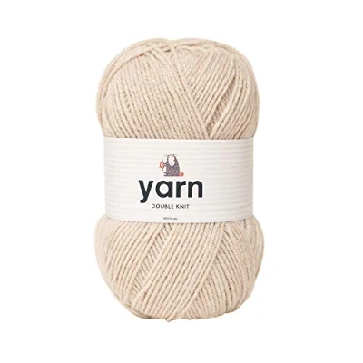 Image of Korbond DK Beige Yarn 100g Acrylic Wool Lightweight, Hypoallergenic &amp; Durable Double Knit Crochet Knitting (290m Total)