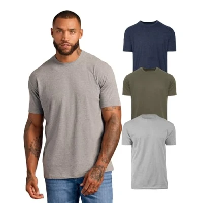 Image of True Classic Men&#039;s Crew Neck Short Sleeve T Shirt, Multi Pack, Heather Navy, Military Green, Gray, 3X Large (Pack of 3)