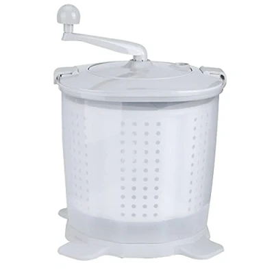 Image of Kudoo Mini Portable Washing Machine, Hand Cranked Clothes Washer, Manual Operation Non Electric Laundry Washer Underwear with a Detachable Dehydration Basket for Home Dormitory Gray