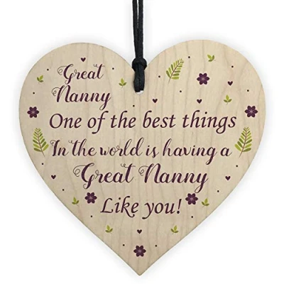 Image of RED OCEAN Great Nanny Gift For Birthday Christmas Wooden Heart Grandparent Gifts Handmade Keepsake