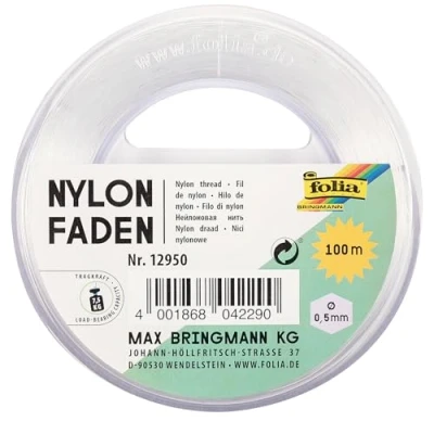 Image of Folia Reel of Transparent Nylon Thread 0.50 Millimetres x 100 Metres Load Capacity 7.5 kg