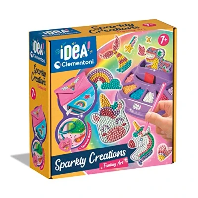 Image of Clementoni Idea Sparkly Creations Game Icons, Diamond Art, Creative for Children 7+ Years, Art Kit and Gem Laboratory, Gaming Theme Stickers, 18746