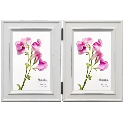 Image of inspire By Hampton PALOMA Hinged Double 4x6 (10x15cm) White Multi Photo Frame Glass IBH PAL301904W