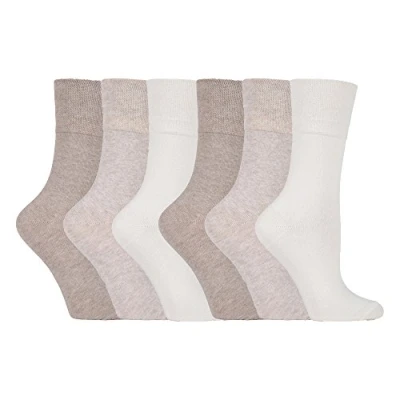 Image of 6 Pairs Ladies Gentle Grip No Elastic Socks 4 8 uk, 37 42 eur (GG001)
