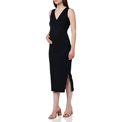 Image of MAMALICIOUS Women&#039;s Mlemily Tess S/L JRS Al Dress 2f A. Maternity, Black, M