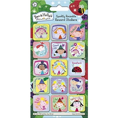 Image of Paper Projects 01.70.12.050 Ben and Holly&#039;s Little Kingdom Sparkly Reward Stickers Official Licensed Product Reusable on Non Porous Surfaces, 19.5cm x 9.5cm
