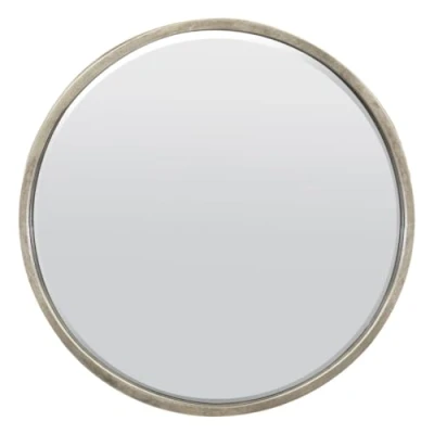 Image of Milton Manor Large Silver Circular Bevelled Round Wall Mirror 80cm x 2ft7