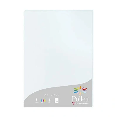 Image of Clairefontaine Ref 24201C Pollen Coloured Paper (Pack of 25 Sheets) A4 (210 x 297mm), 210gsm Paper, Inkjet &amp; Laser Printer Compatible, Acid Free Blue