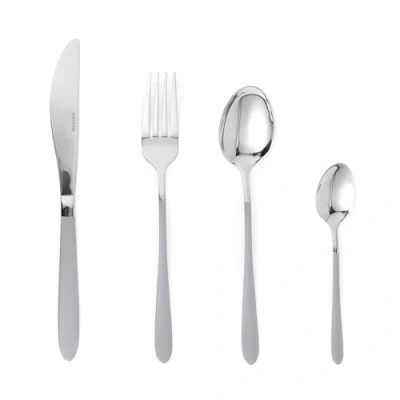 Image of Salter BW07831TK 16 Piece Cutlery Set Flatware Service for 4 People, Stainless Steel, Naturals Collection, Mirror Finish, Modern Design, with Knife, Fork, Spoon, Teaspoon, Silver Plated, Grey