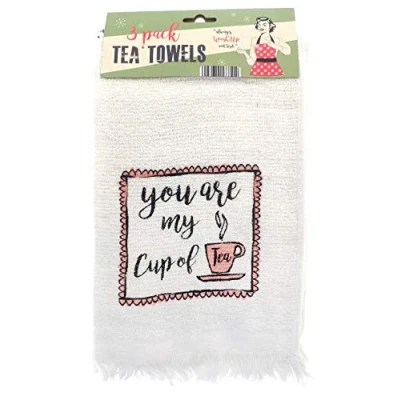 Image of COUNTRY CLUB JNS_476581 3pk Fringed Towels Vintage Cup of Tea, 100Percent_Cotton