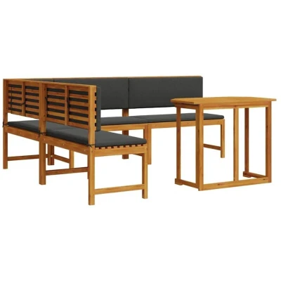 Image of vidaXL 4 Piece Garden Dining Set with Cushions Solid Acacia Wood