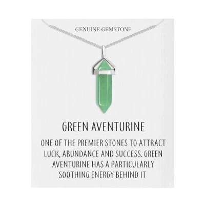 Image of Philip Jones Green Aventurine Gemstone Necklace with Quote Card