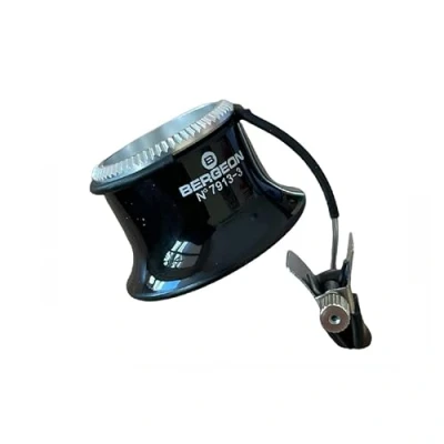 Image of Bergeon 7913 3 Eyeglass Watchmaker loupe with Clip 3.3X Watch Tool, Black