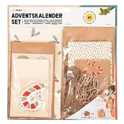 Image of folia 9383 Falala Advent Calendar Set, 97 Piece DIY Craft Set for Designing an Individual with Elegant Gift Bags