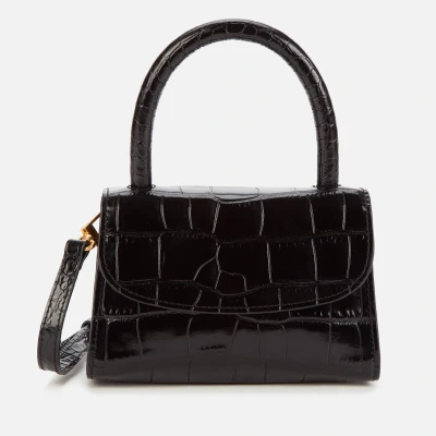 Image of BY FAR Women&#039;s Mini Croco Top Handle Bag Black