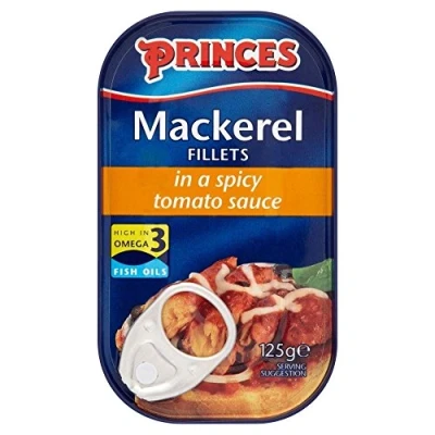 Image of Princes Mackerel Fillets in a Spicy Tomato Sauce (125g) Pack of 6