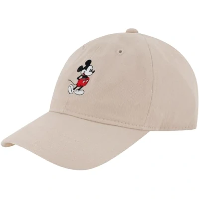 Image of Concept One Unisex&#039;s Disney Mickey Mouse Embroidered Cotton Adjustable Dad Hat with Curved Brim Baseball Cap, Khaki, Size
